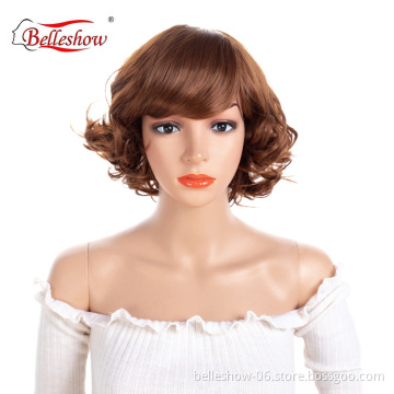 Hot sell synthetic hair wig  s hort small roll woman wig  cheap  women wigs
